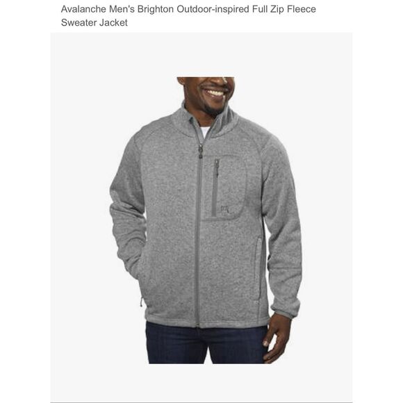 Avalanche Men's L Brighton Full Zip Sweater Jacket Heather Gray Outdoor Gorpcore - Picture 2 of 8